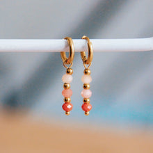 Load image into Gallery viewer, Pink beaded drop earrings
