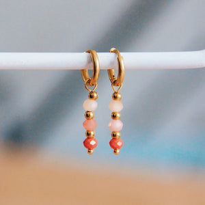 Pink beaded drop earrings
