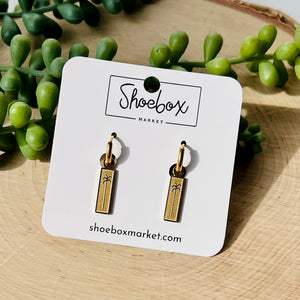 Stainless Steel Creole Earrings with palm tag – gold