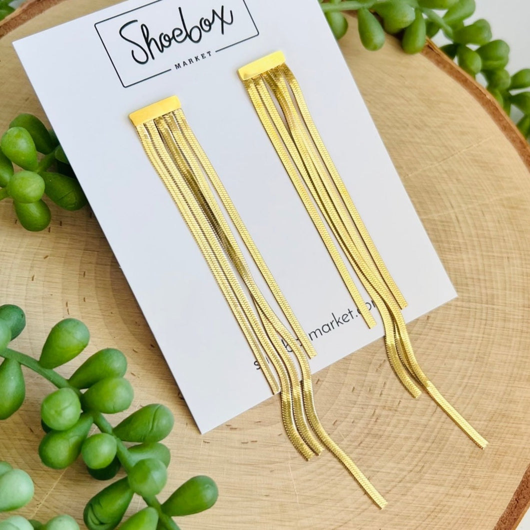Stainless Steel Waterfall Earring - Gold