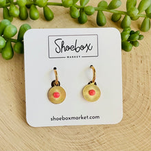 Load image into Gallery viewer, Stainless Steel Creoles Earrings with Round Charm and Coral Stone
