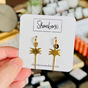 Stainless steel earrings with palm tree “large” – gold
