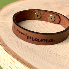 Load image into Gallery viewer, Shoebox Market, Engraved Leather Bracelet - Blessed Mama, , Lafayette, IN
