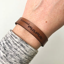 Load image into Gallery viewer, Shoebox Market, Engraved Leather Bracelet - Blessed Mama, , Lafayette, IN
