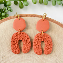 Load image into Gallery viewer, Terra Cotta Textured Clay Earrings
