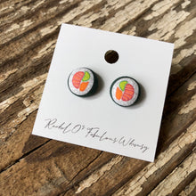 Load image into Gallery viewer, Shoebox Market, Fabric Button Earrings, , Lafayette, IN
