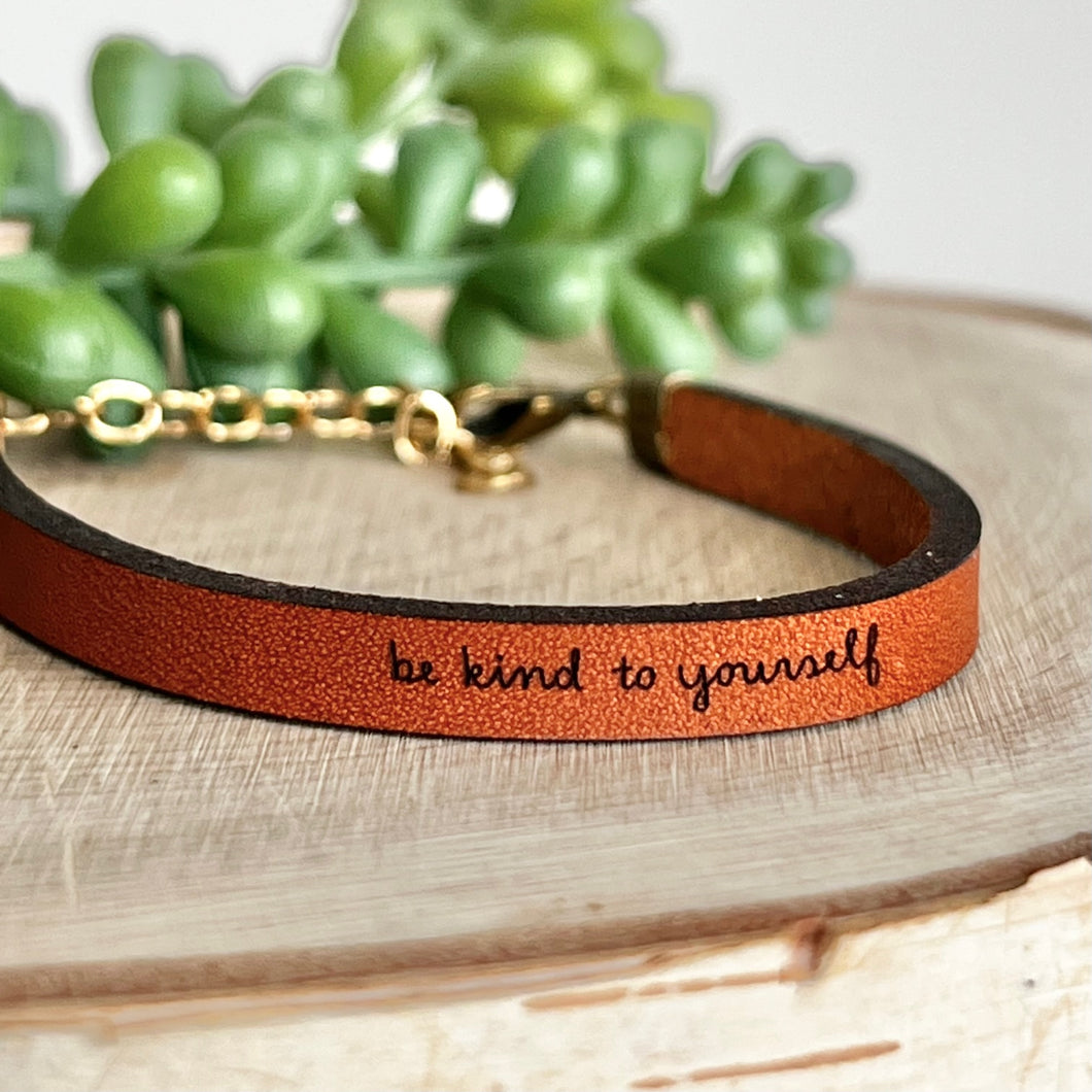 Leather Bracelet w/ Words of Encouragement